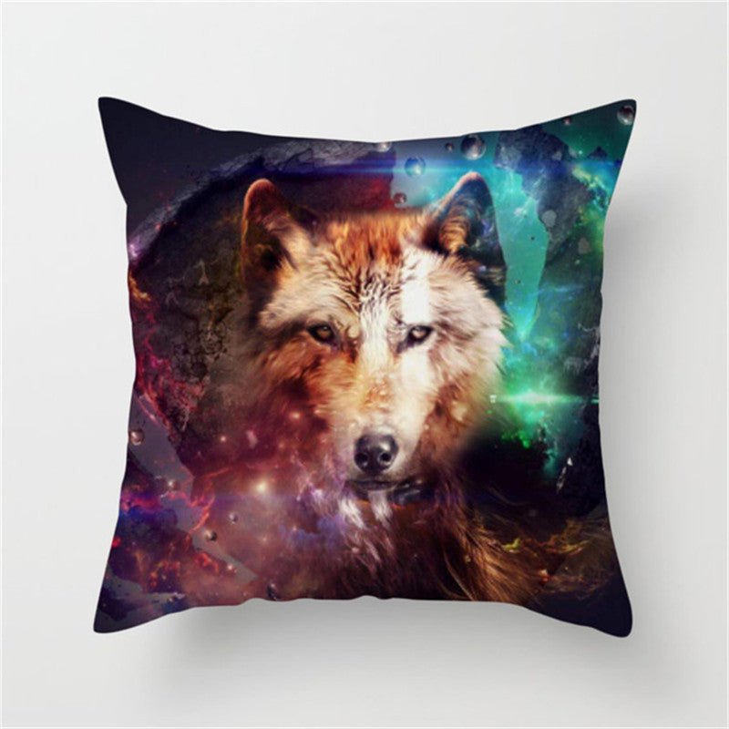 Home Decoration Without Pillow Core 3D Fluorescent Wolf Polyester Pillowcase