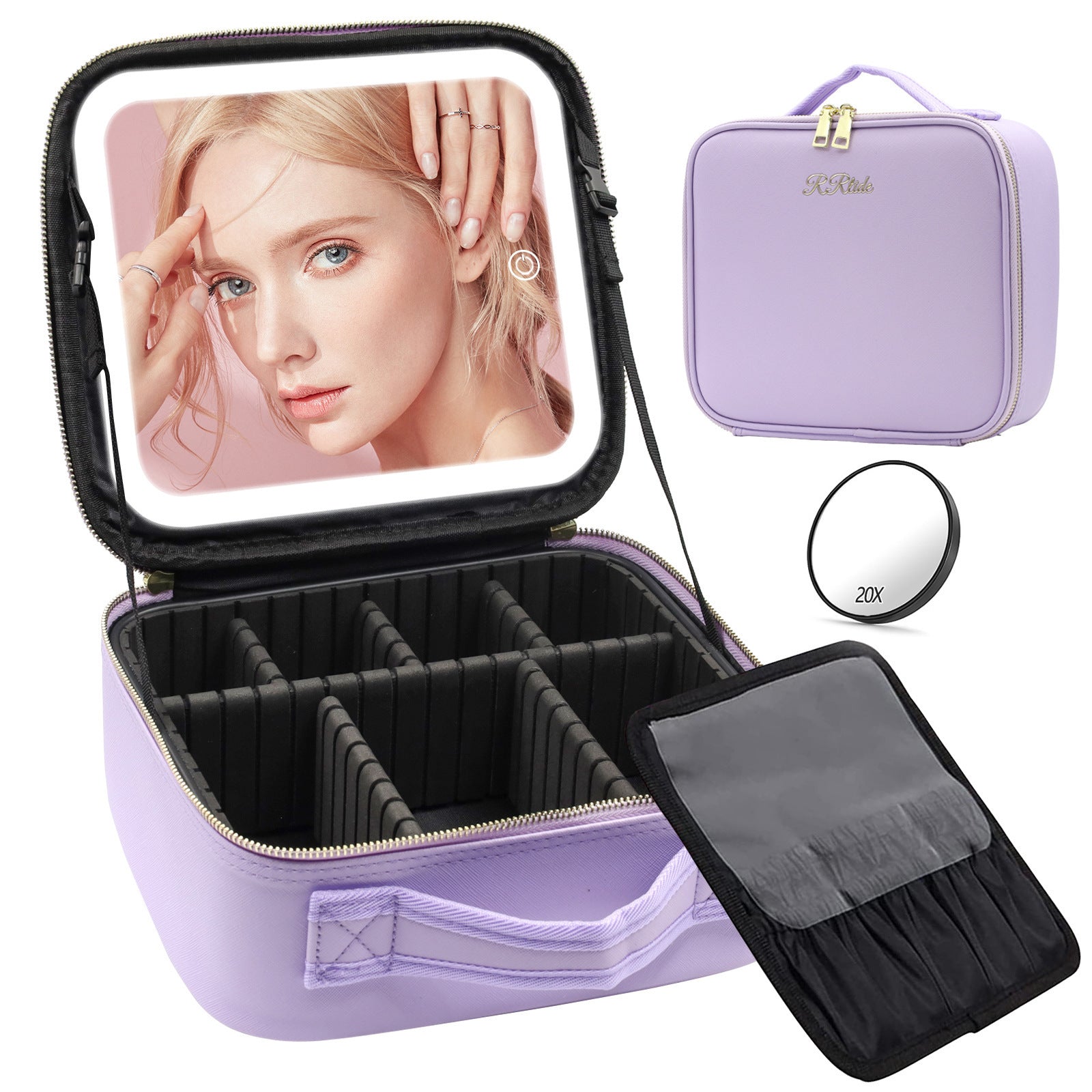 Large Capacity Cosmetic Case With LED Mirror High Sense Multifunctional Storage For Makeup Artist Cosmetic Bag