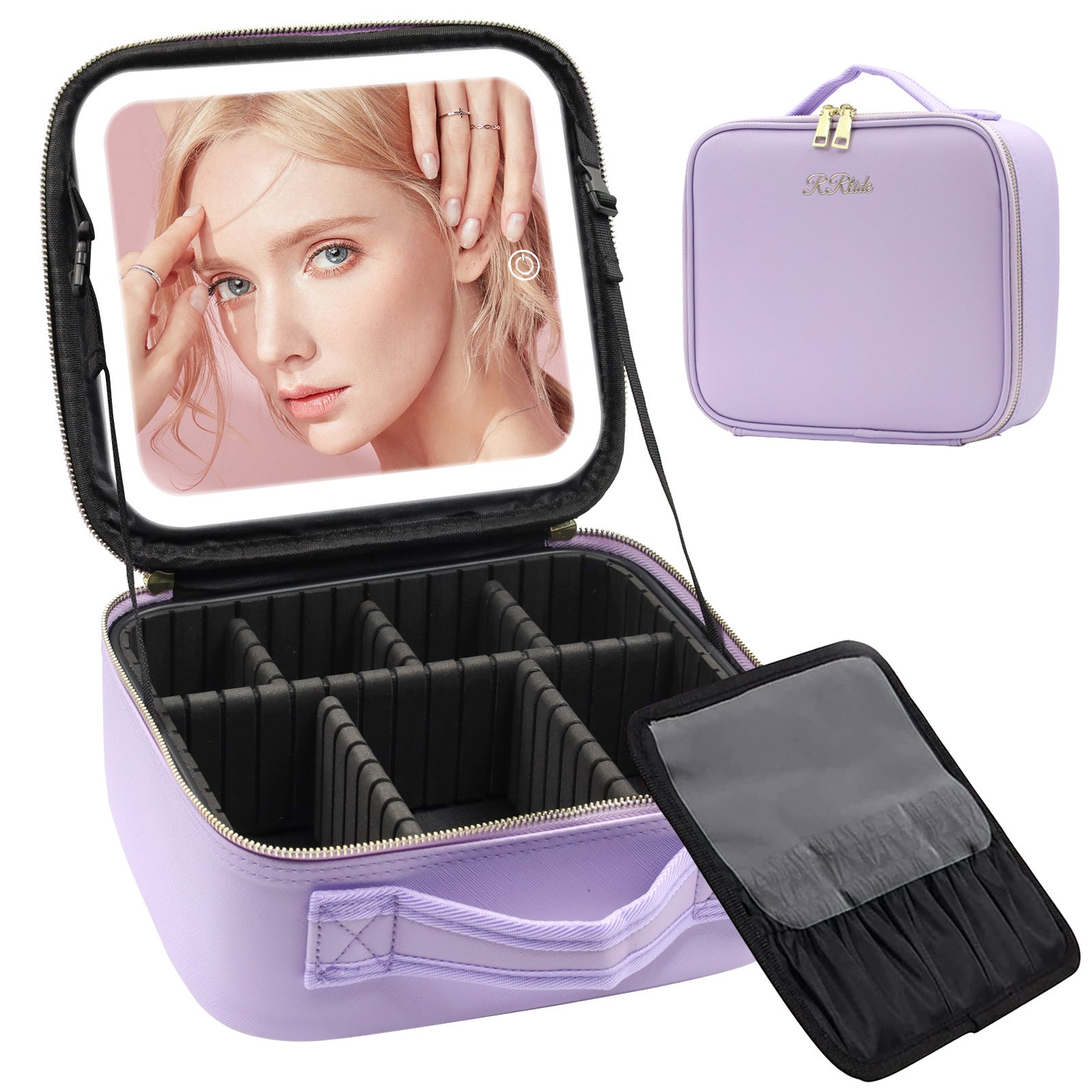 Large Capacity Cosmetic Case With LED Mirror High Sense Multifunctional Storage For Makeup Artist Cosmetic Bag