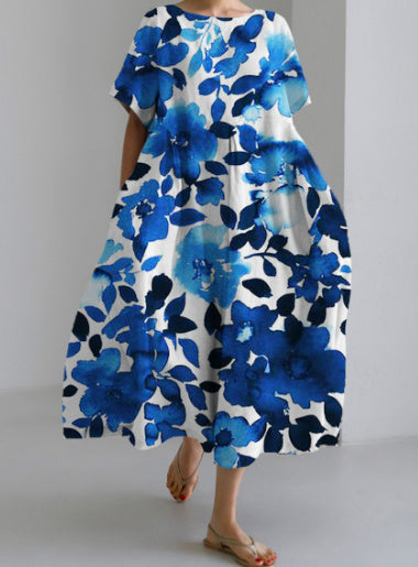 Women's 3D Printed Cotton-like Casual Fashion Dress