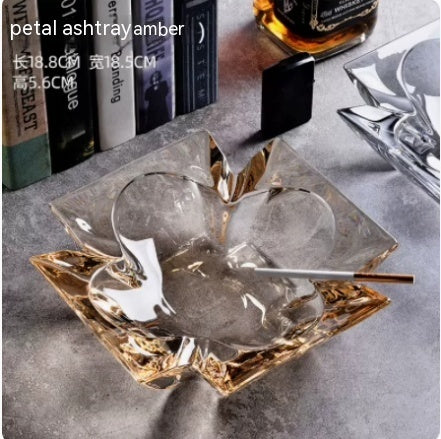Crystal Glass Gold Rim Ashtray Prevent Fly Ash