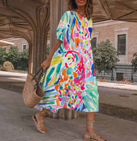 Fashion Printed Bohemian Dress Women