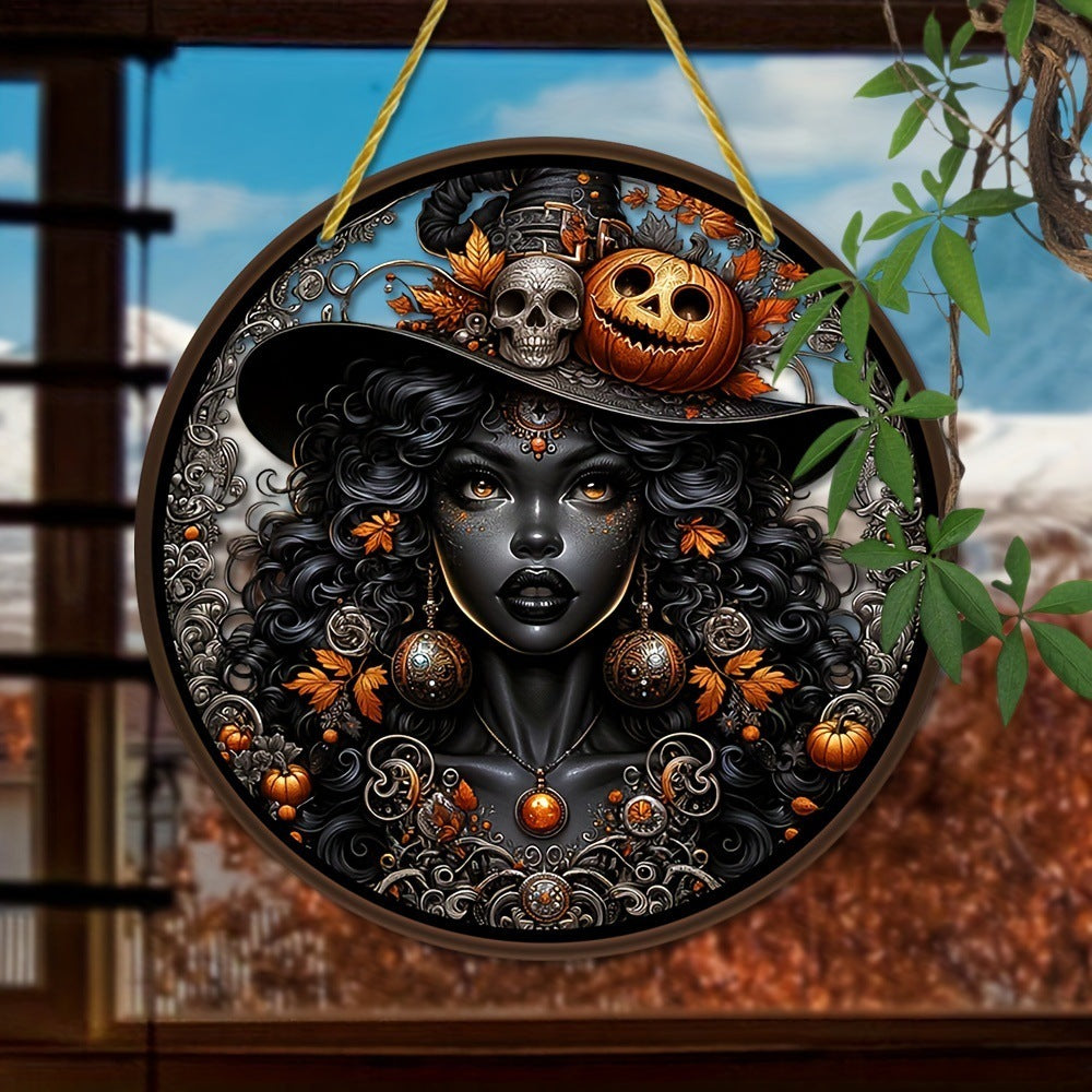 Acrylic Halloween Witch Pendant Color Disc Wall Decorations
