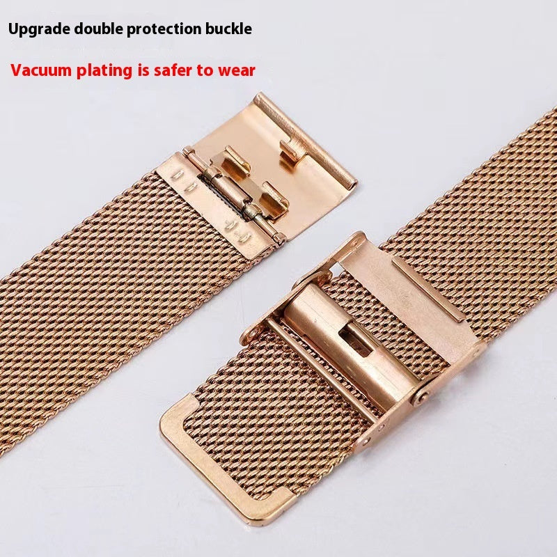 Stainless Steel 06 Wire Mesh Belt Double-security Buckle Watch Band