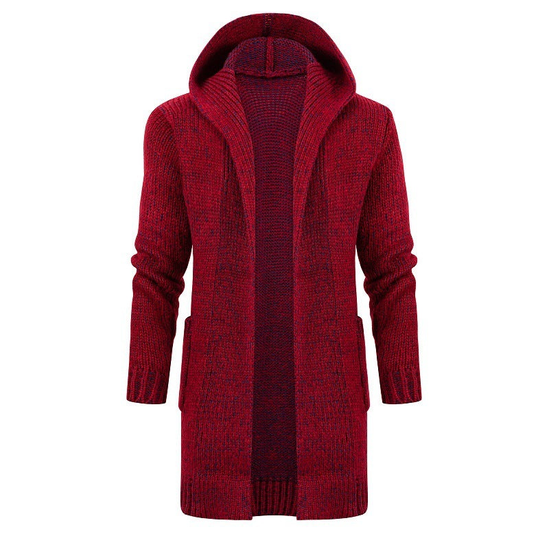 Coat Cardigan Hooded Long Sweater With Horn Buttons
