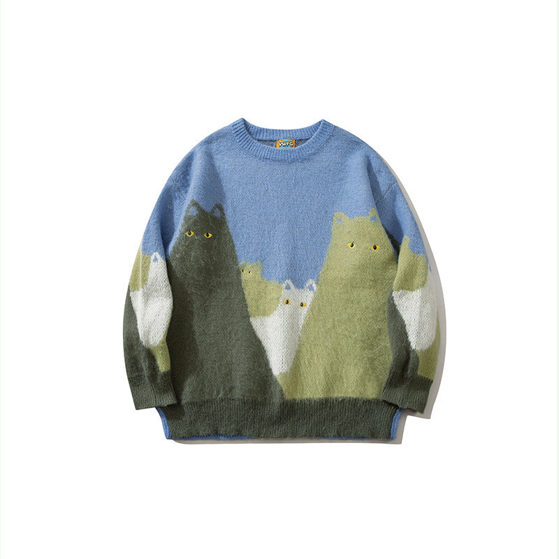Retro Lazy Style Autumn And Winter New Loose All-matching Couple Round Neck Long Sleeve Sweater