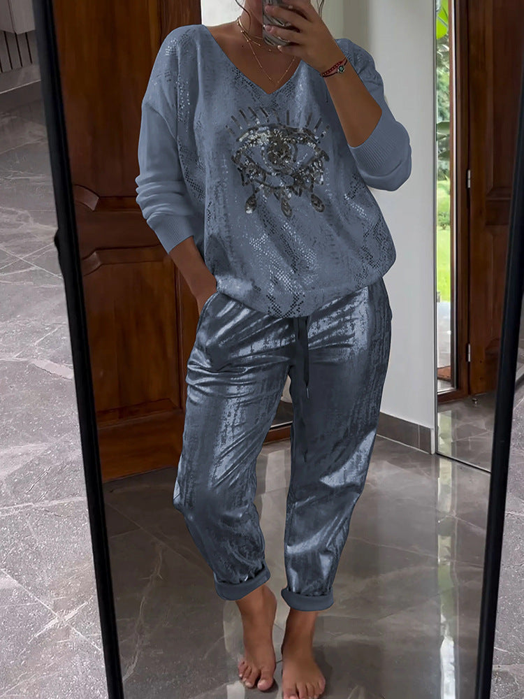 Evil Eye Bronzing Top And Trousers Suit