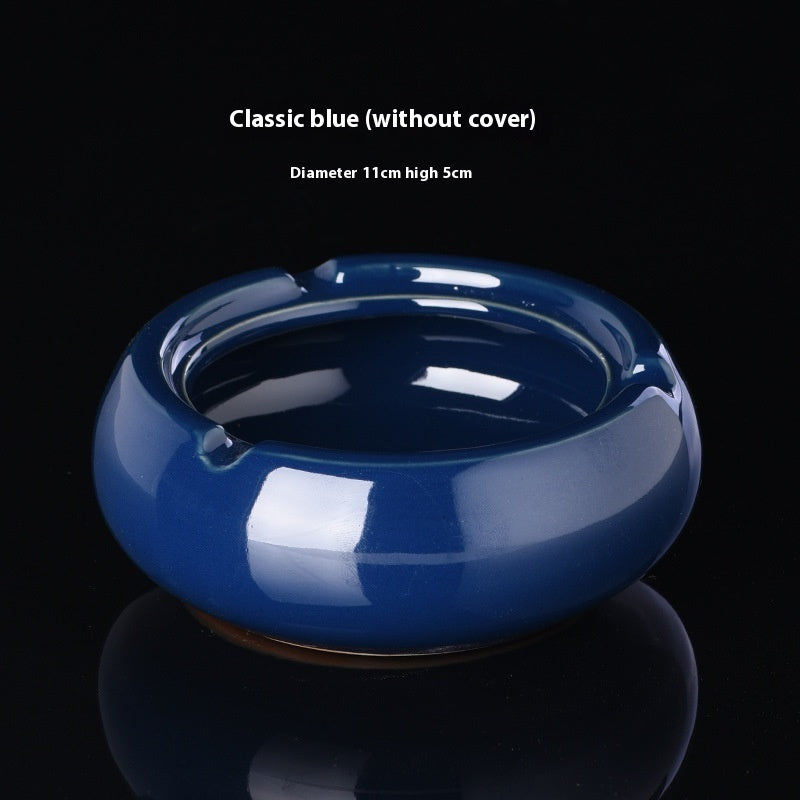 Ge Kiln Ceramics Ashtray Simple Windproof Anti-fly With Cover