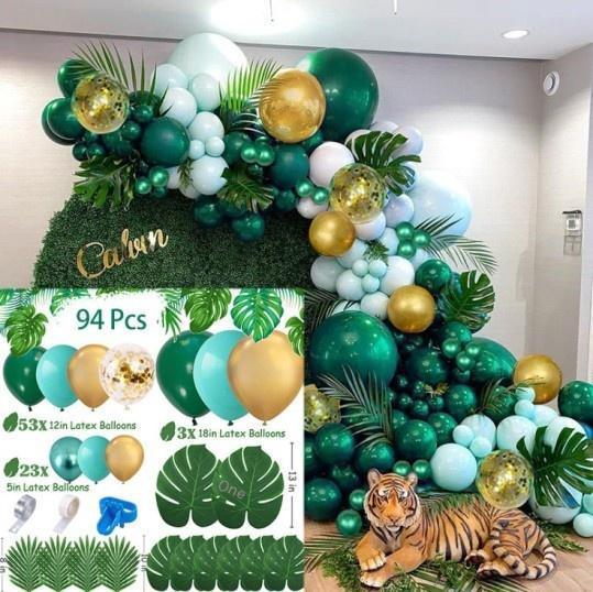 Animal Head Birthday Party Balloon Jungle Set Monstera Theme