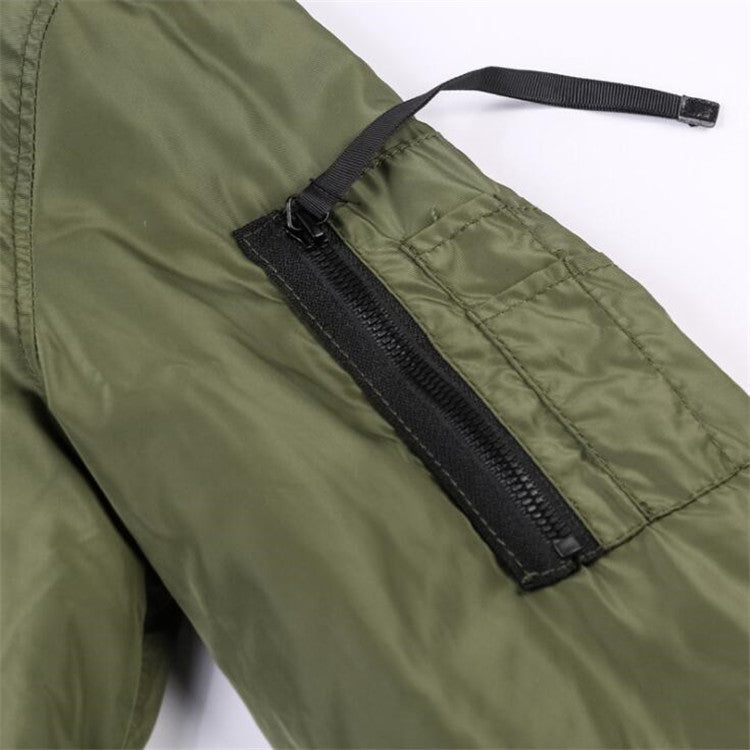 Casual solid color stand-up collar flight jacket