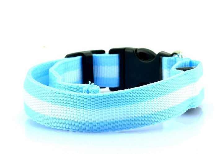 Manufacturer's spot 2.5cm stripe fiber LED luminous pet collar dog ring 6 color 3 size