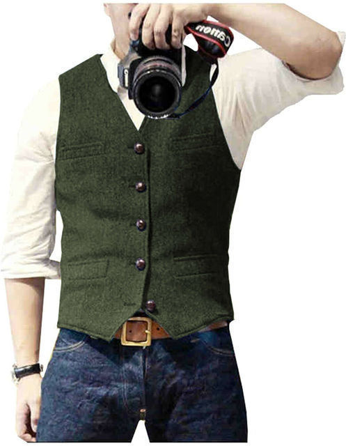 Slim-fit Herringbone Vest Casual Business Professional Formal Wear Groomsmen