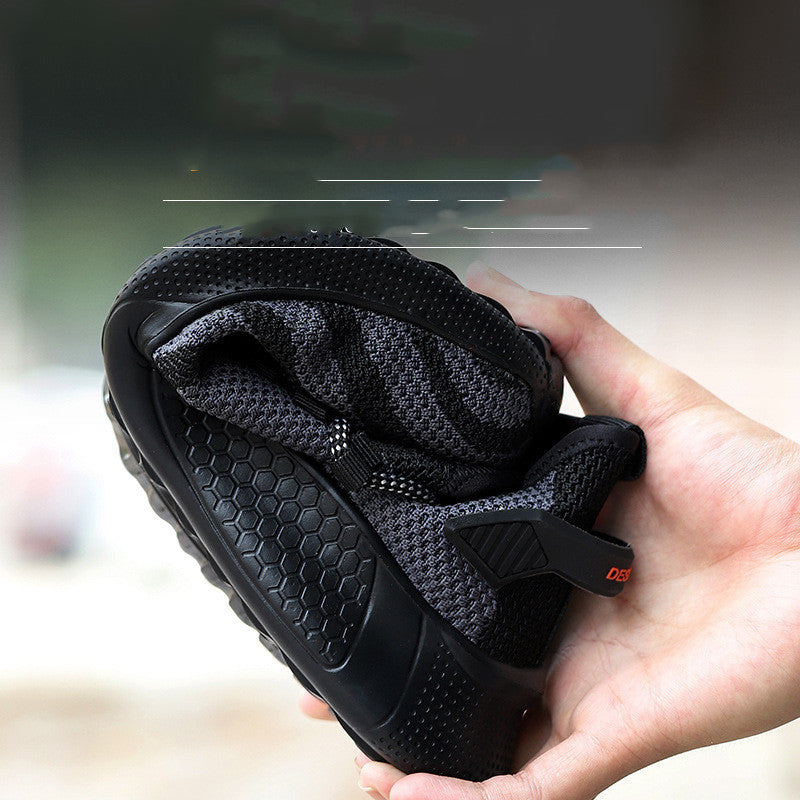 Steel Toe Safety Shoes Men's Anti-Smashing and Anti-Piercing Safety Shoes Flying Knitted