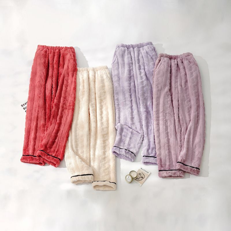Women's Flannel Thickened Warm Home Pants