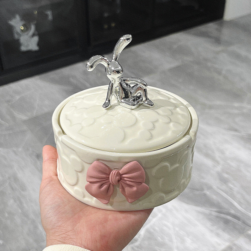 Ceramic Ashtray With Cover For Household Use