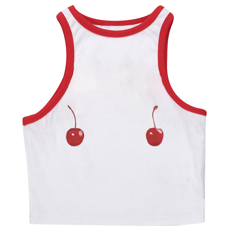 Cherry Print Girl Baby T-shirt Street Sleeveless