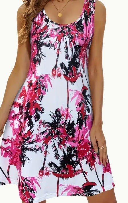 Turtle Print Loose Tank Casual Sleeveless Dress Spring And Summer