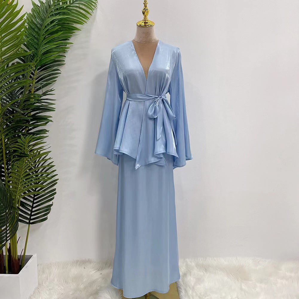 Lace Up Top Skirt Two-piece Set