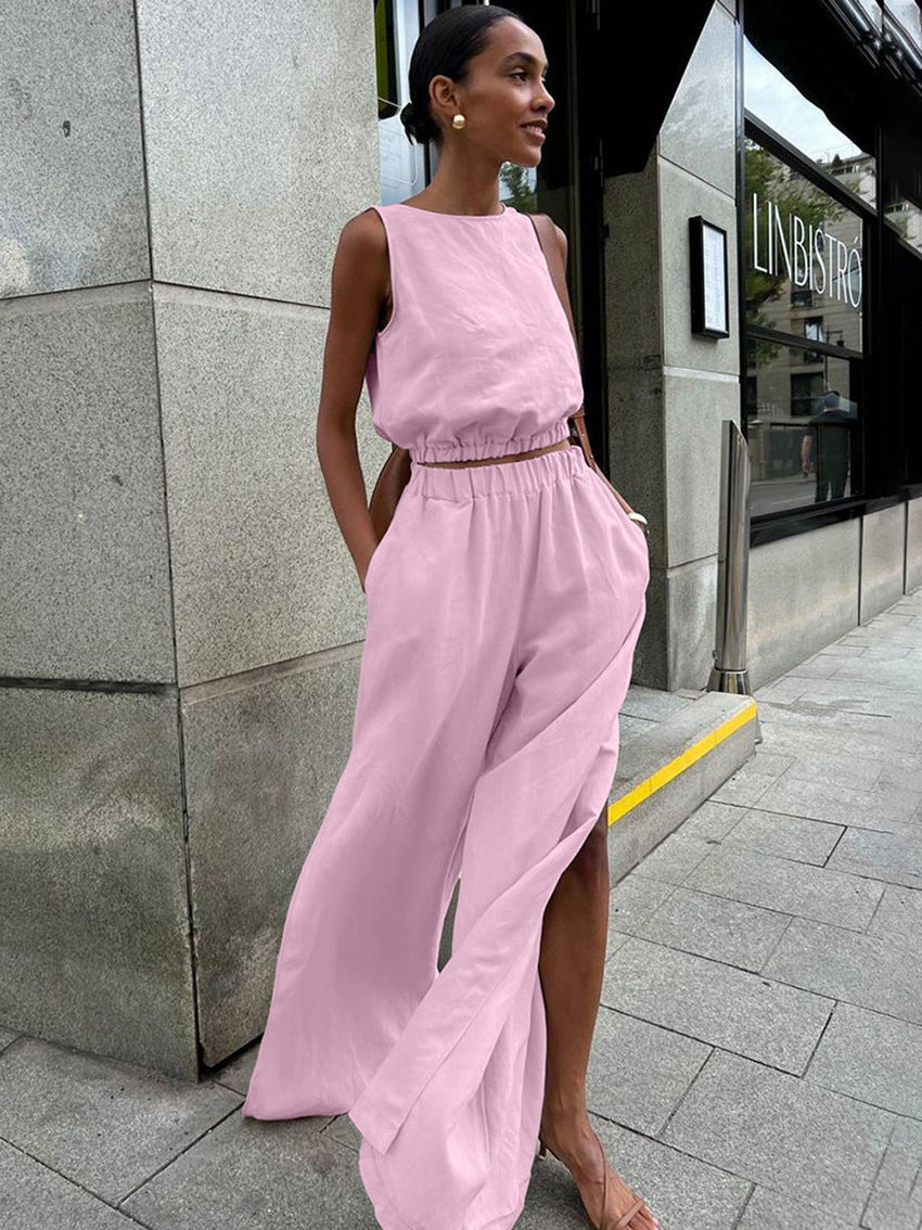 All-matching Slit Slim-fitting Solid Color Suit