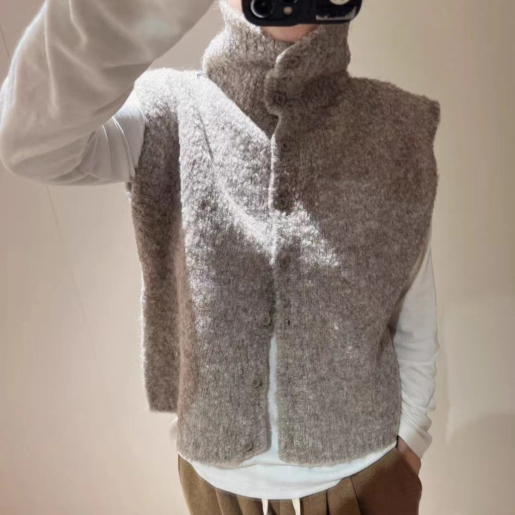 Casual Plus Size Turtleneck Knitted Waistcoat Vest