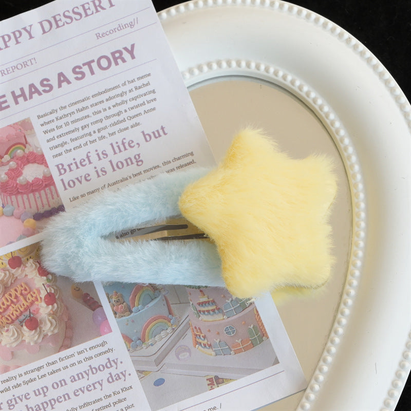 Cartoon Plush Star Hairpin Autumn And Winter