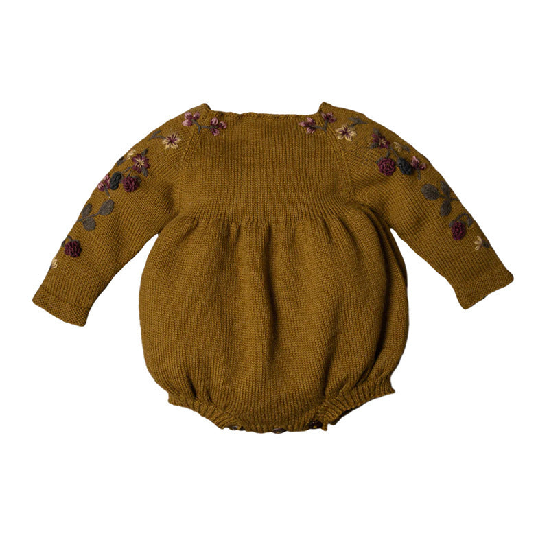 Baby Embroidery Long Sleeve Butt Wrap Clothes Wool