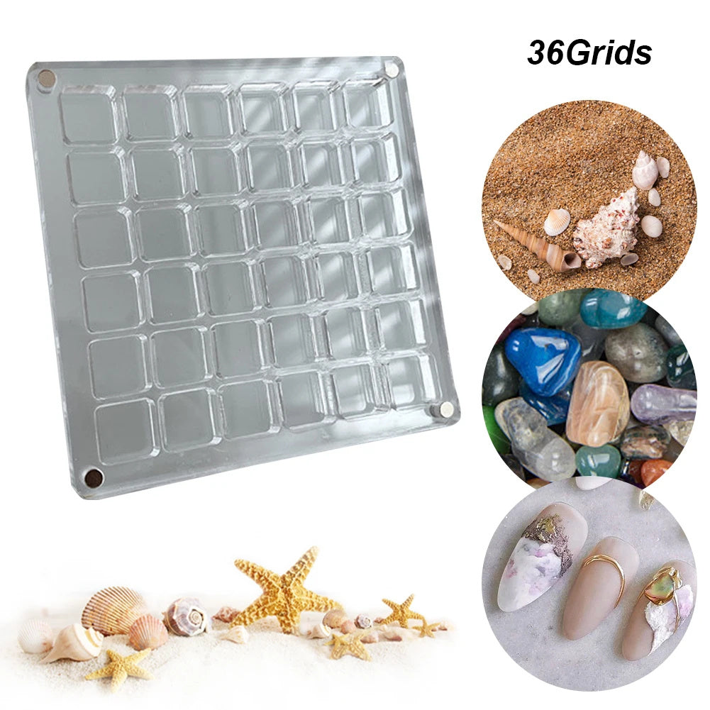 36 64 Grids Seashell Display Box Acrylic Magnetic Seashell Display Case Organizer Box Jewelry Storage Box Stackable Small Craft Compartment Box