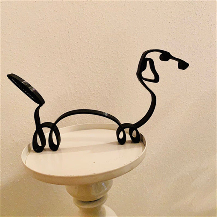 Simple Metal Dog Art Sculptured Ornaments Home Decoration