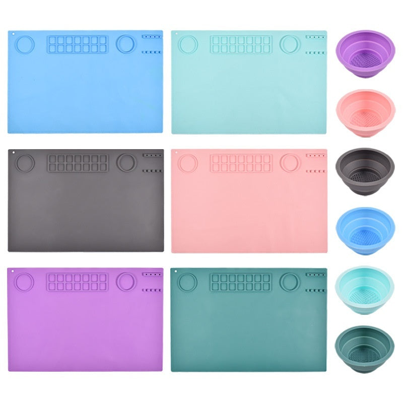 Large Rectangular Dining Table Protective Pad With Cup Painting Mat Silicone Mold