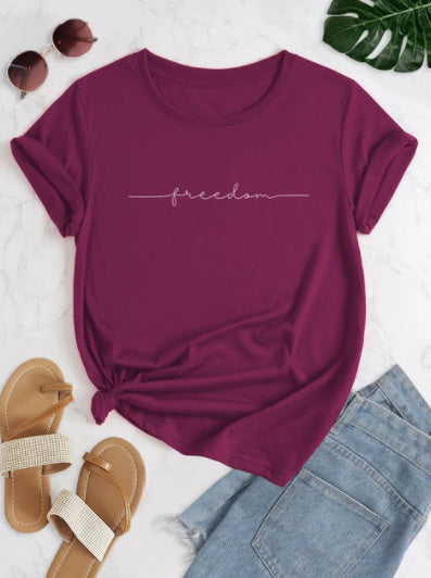 European And American Digital Printing Casual Round Neck T-shirt