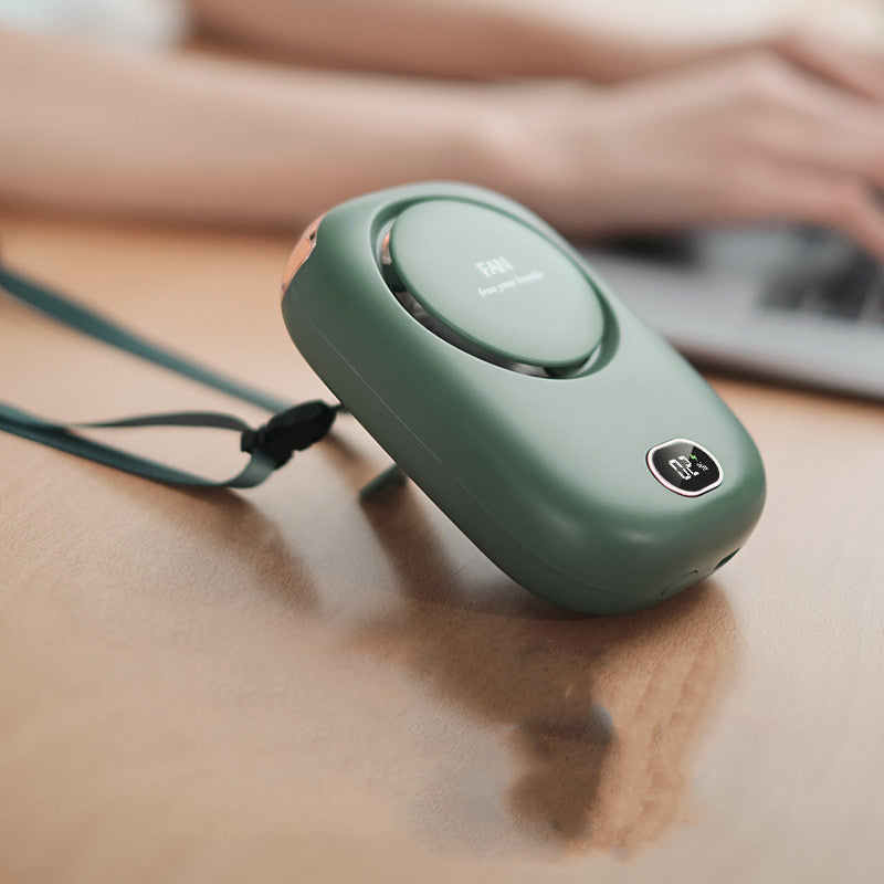 Lazy Leafless Hanging Neck Fan Digital Display Silent