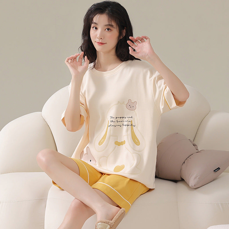 Pajamas Summer Women's Suit Pure Cotton High-grade Short-sleeved Shorts