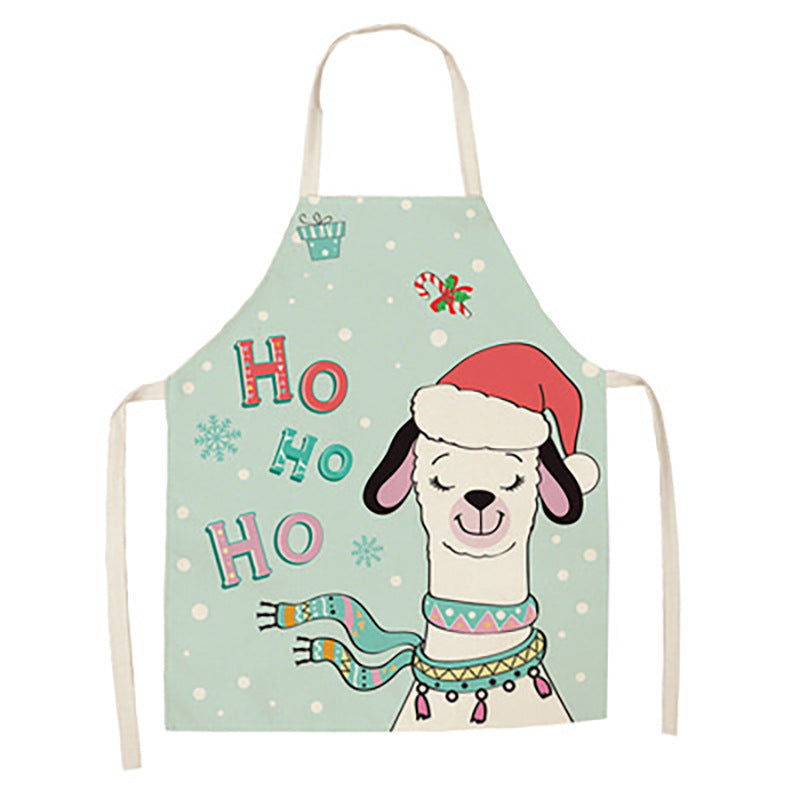 Cartoon Alpaca Cactus Cotton Linen Apron
