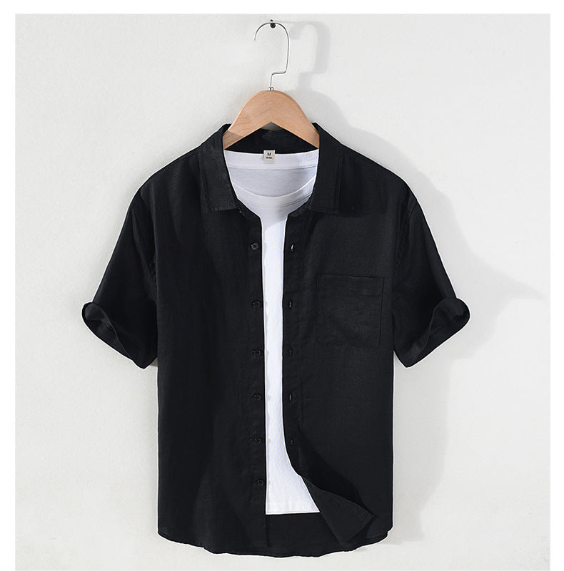 Men's Summer Short Sleeve Pure Linen Shirt
