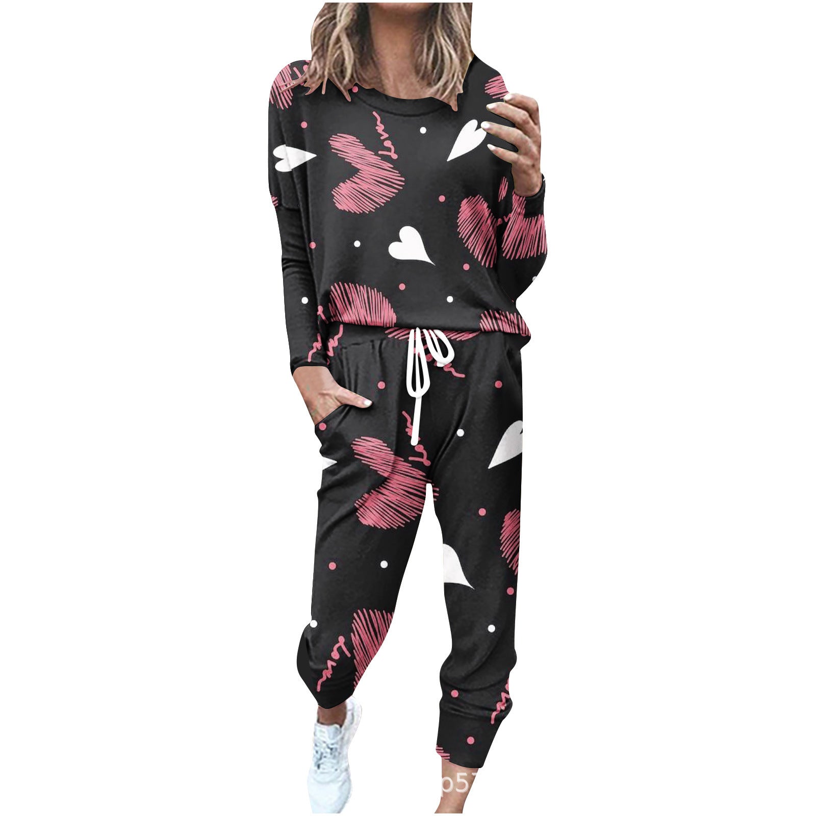 Women's Plus Size Sports Loose-fitting Solid Color Long Sleeves Leisure Suit