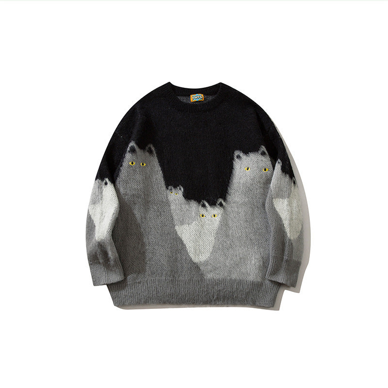 Retro Lazy Style Autumn And Winter New Loose All-matching Couple Round Neck Long Sleeve Sweater