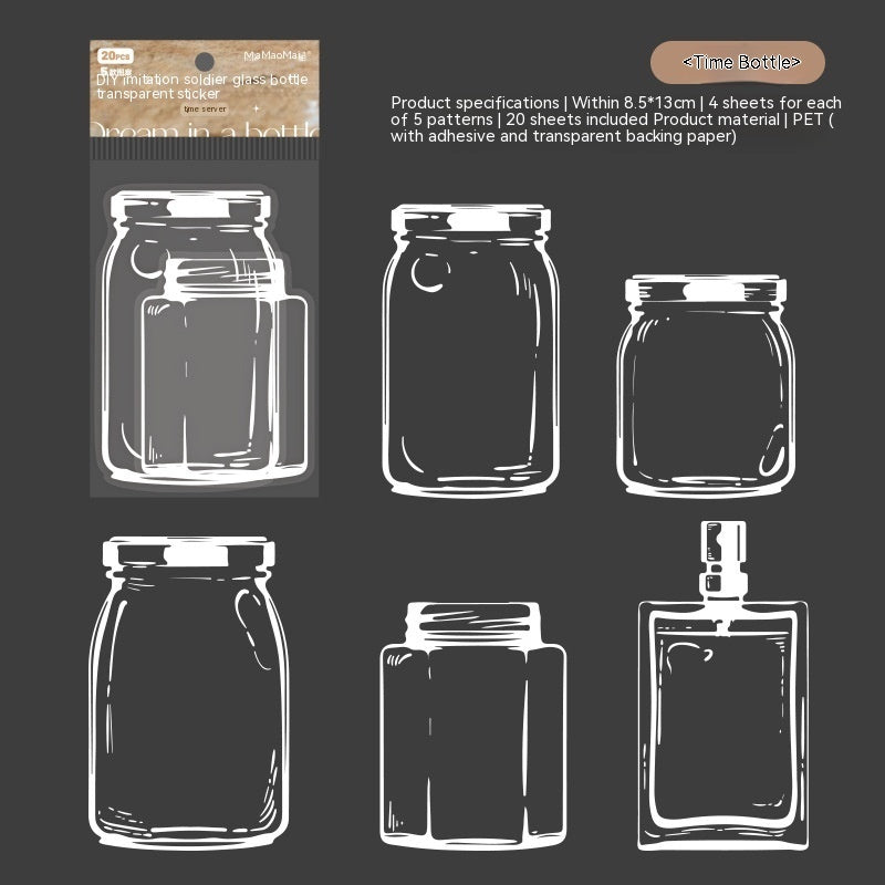 Dried Flower Bookmark Creative Glass Bottle Container PET Sticker Bookmark