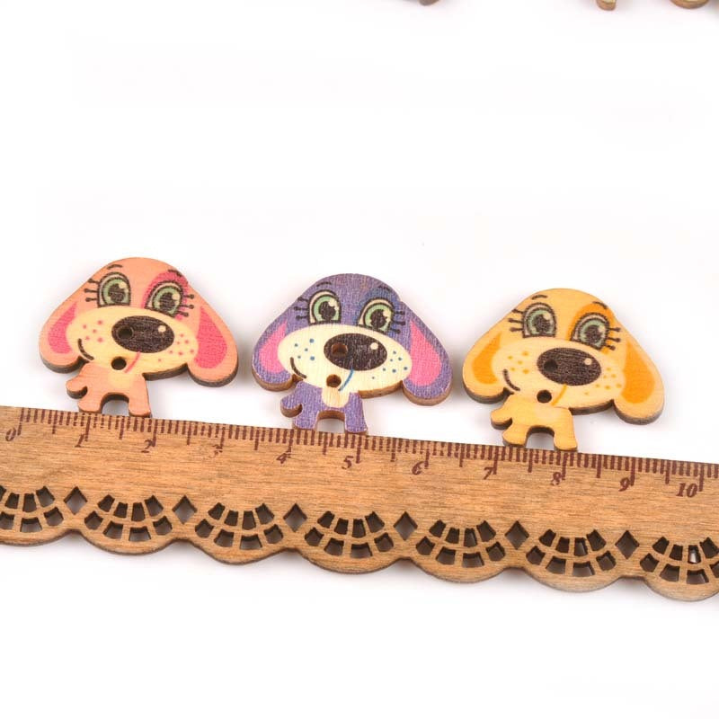 Children's Handmade Cartoon Wooden Buttons