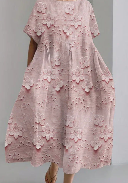 Ladies New 3D Craft Round Neck Dress