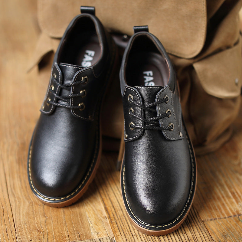 Thick-Soled Casual Leather Lace-up Men's Shoes