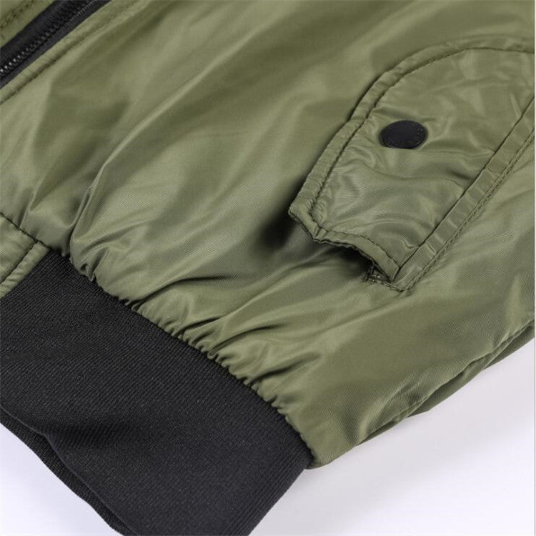 Casual solid color stand-up collar flight jacket
