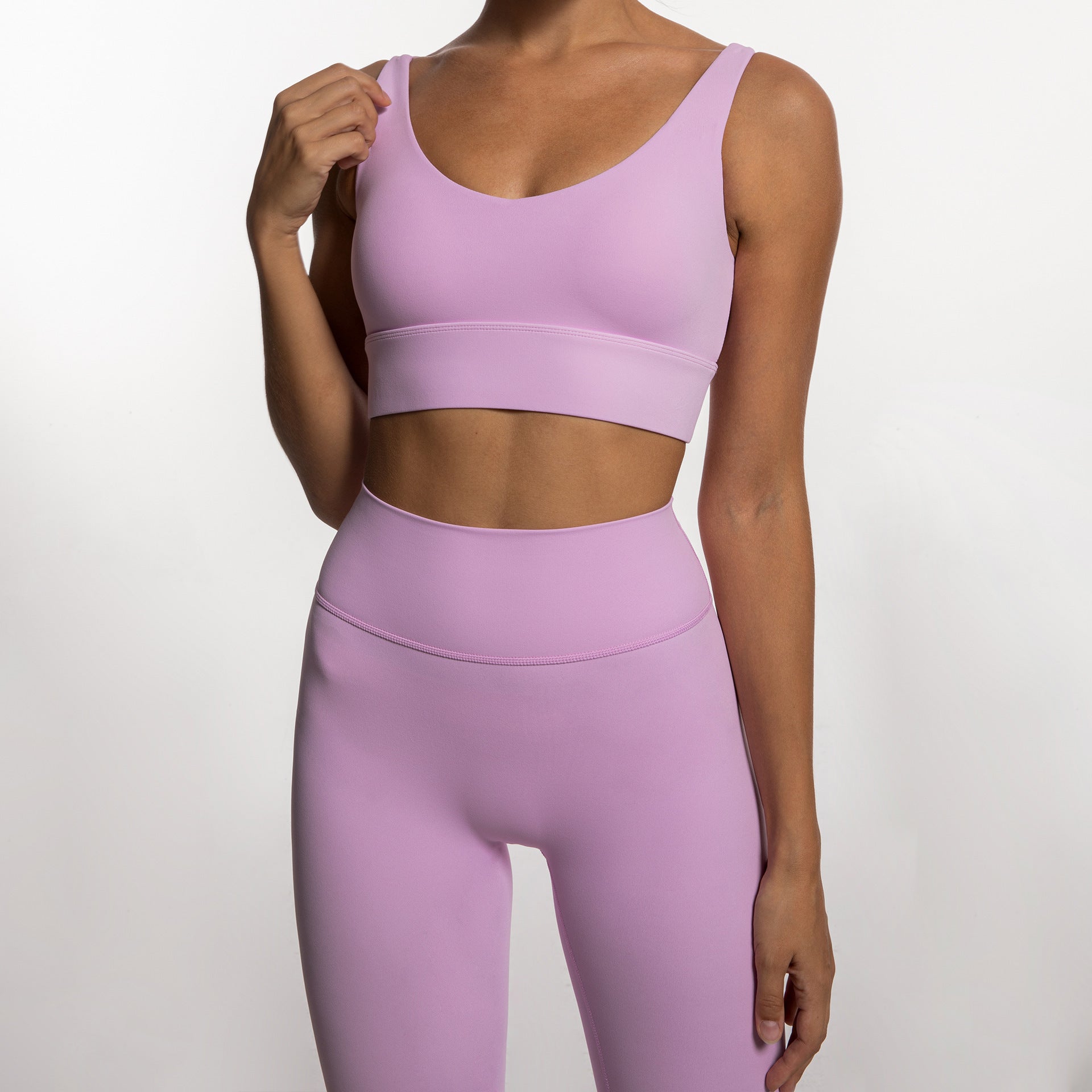 Autumn And Winter Nylon Nude Yoga Suit Suit With Thin Shoulder And Back Bra