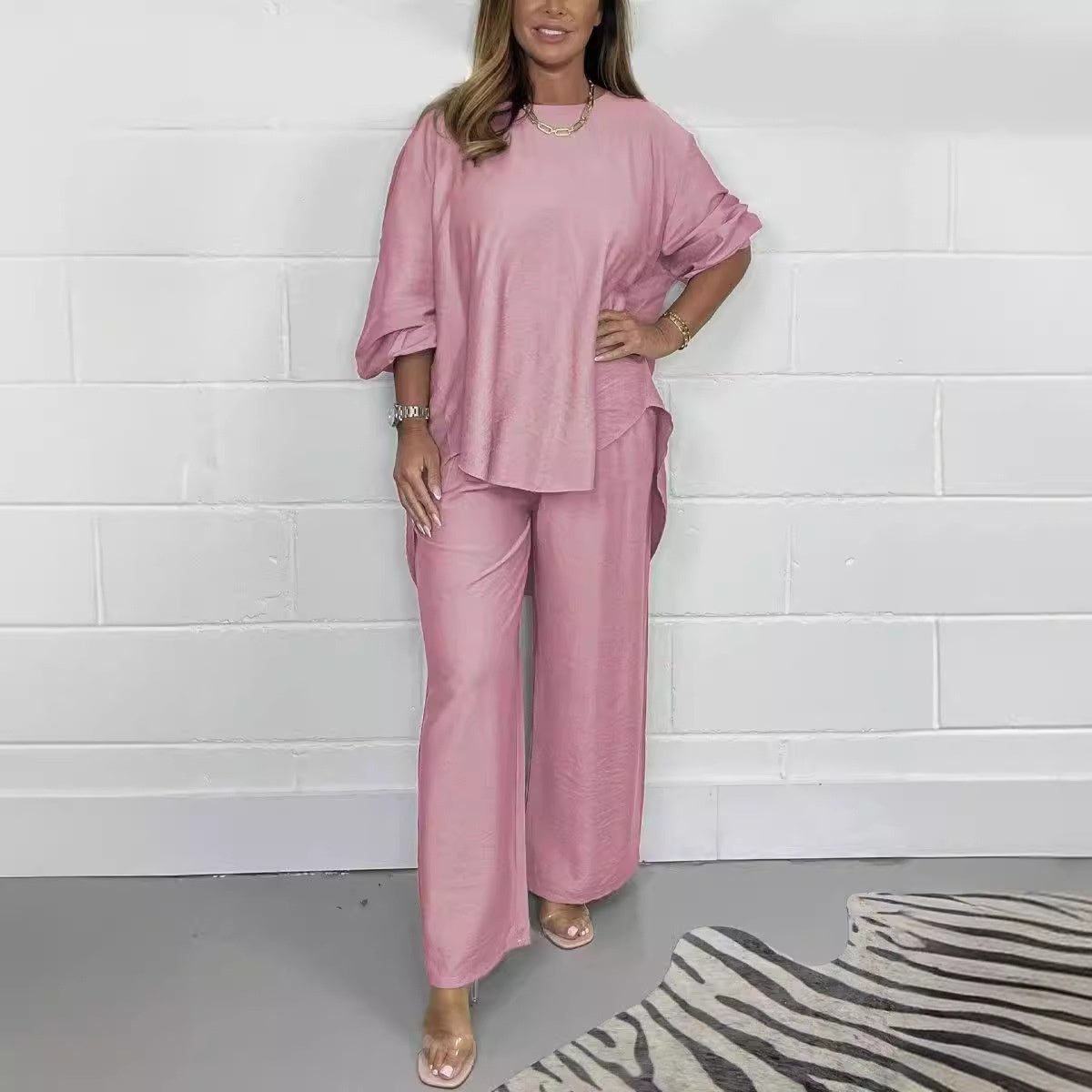 Acetate Satin Long Wide-leg Pants Dovetail Suit