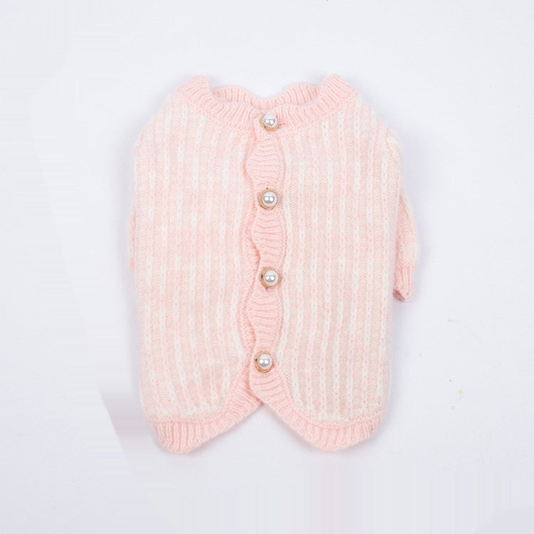 Autumn And Winter Pearl Sweater Cardigan Pet Clothes