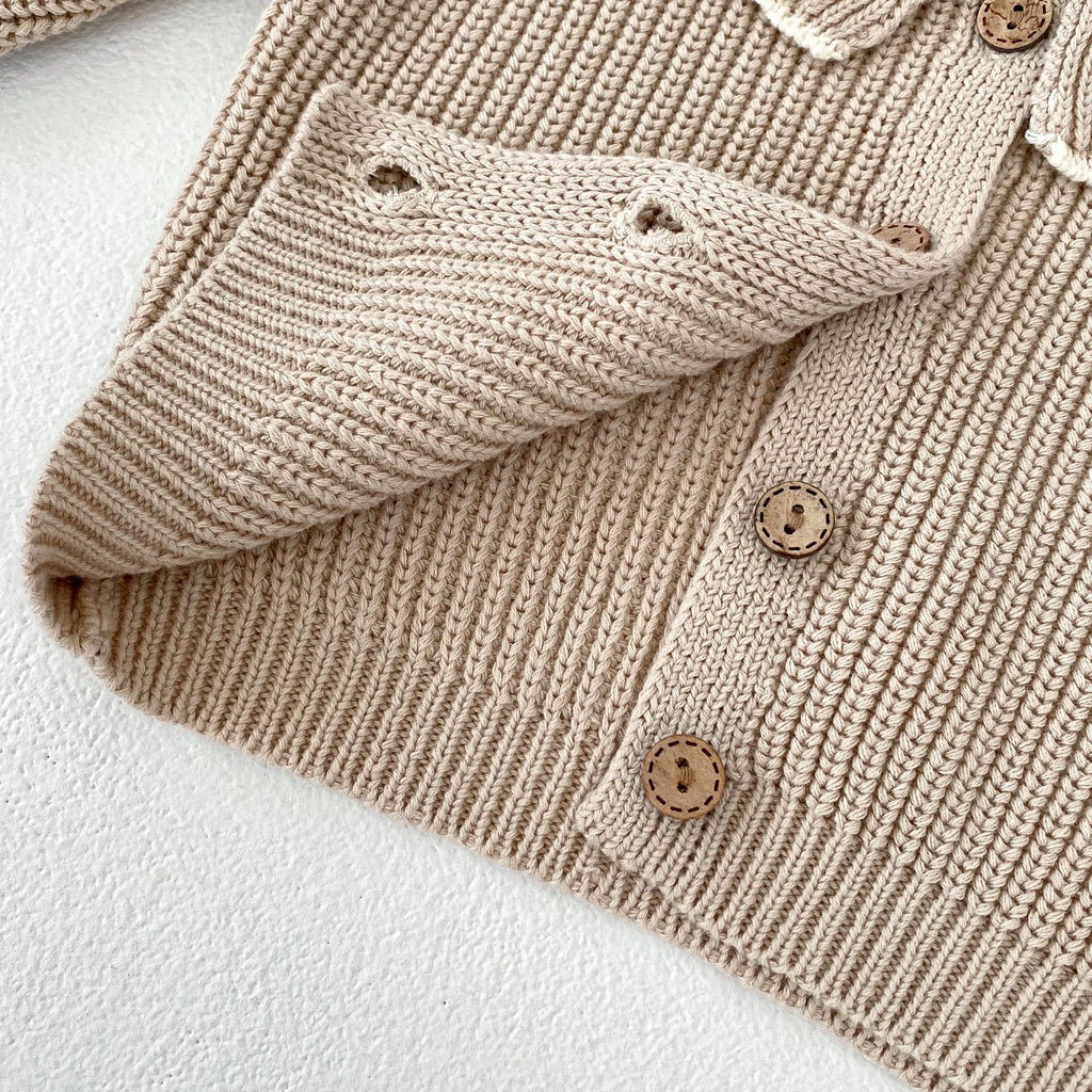 Baby Girl Ruffled Bow Tie Knitted Coat Small Cardigan Sweater