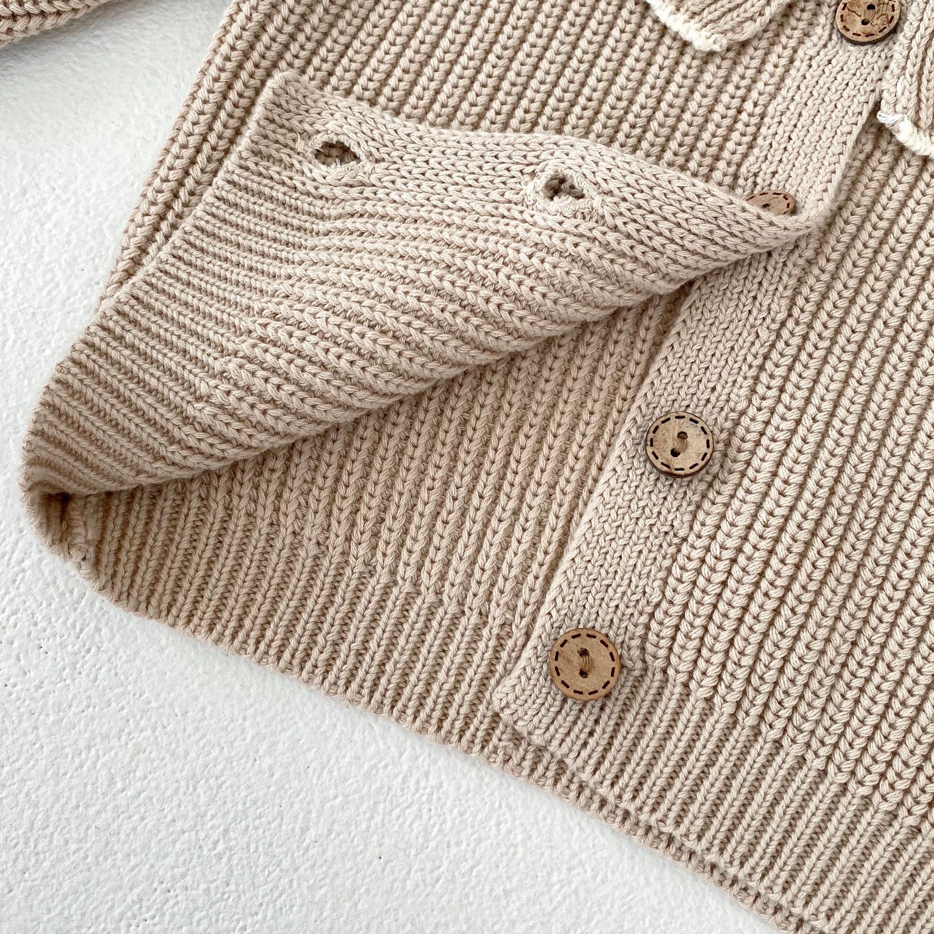 Baby Girl Ruffled Bow Tie Knitted Coat Small Cardigan Sweater