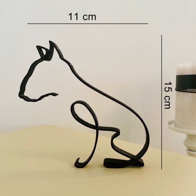 Simple Metal Dog Art Sculptured Ornaments Home Decoration