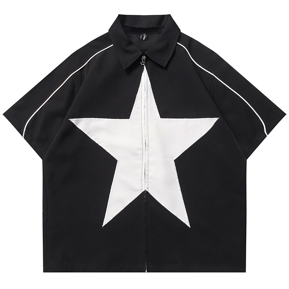 Men's Star Patchwork Short Sleeved Shirt