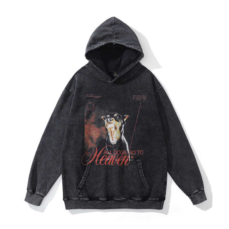 American Hip-hop Worn Wash Hoodie Loose
