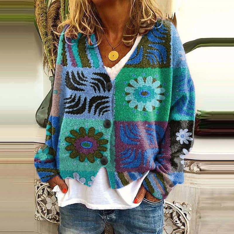 Christmas Abstract Printing Cloak Coat Cardigan Sweater